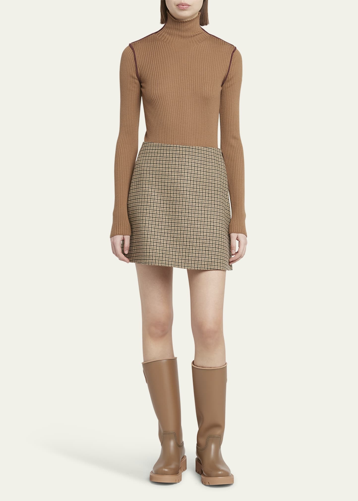 Houndstooth Plaid Mini Skirt - 2