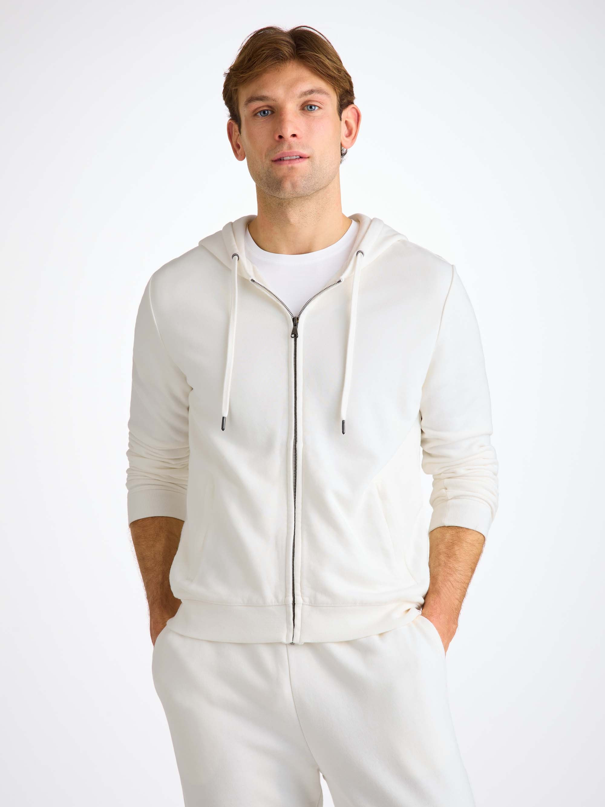 Men's Hoodie Quinn Cotton Modal White - 5