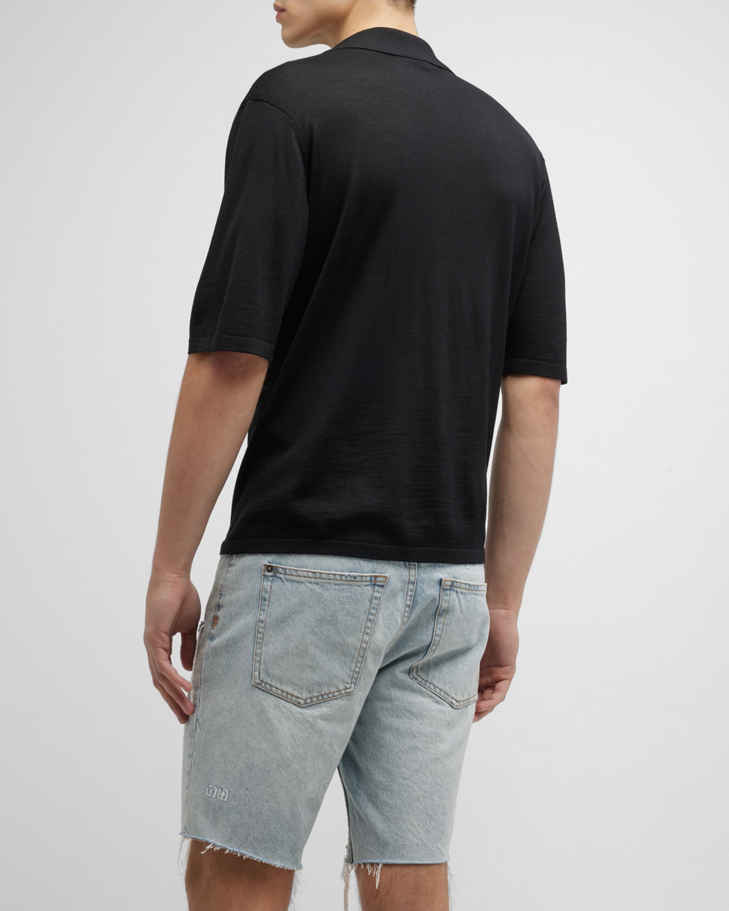 Men's Knit Polo Shirt with Open Collar - 4