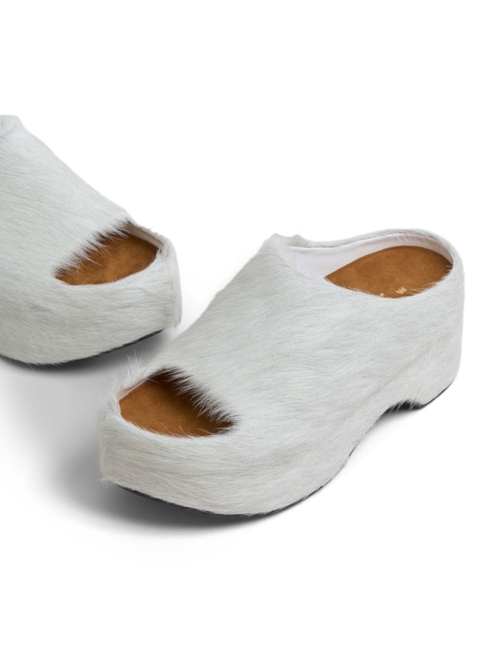 Long-Hair calf-hair chunky sandals - 5