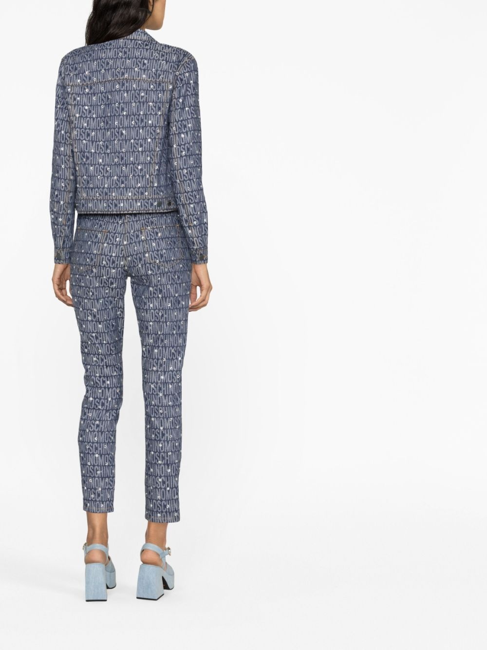 monogram-print denim jacket - 2