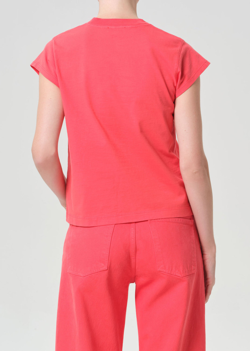 AGOLDE LONG LINE BRYCE CAP SLEEVE TEE IN CARNIVAL outlook