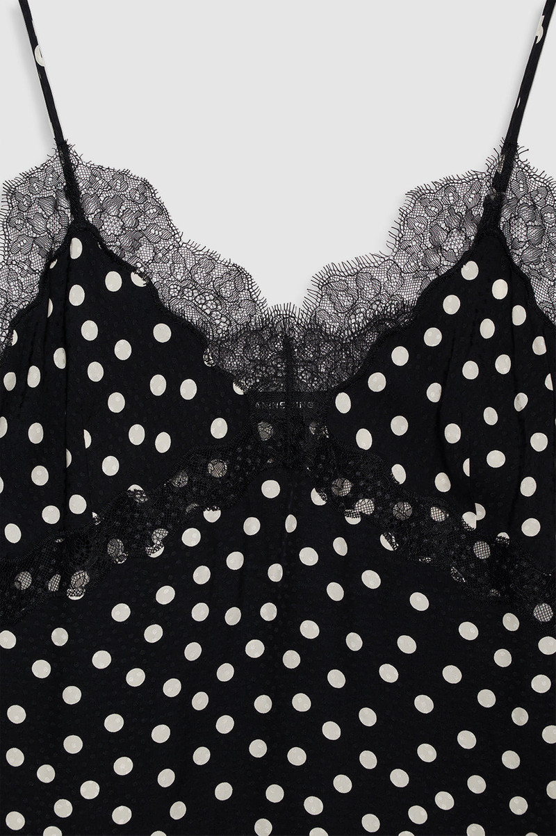 Amelie Camisole - Black And White Double Dot Jacquard 4