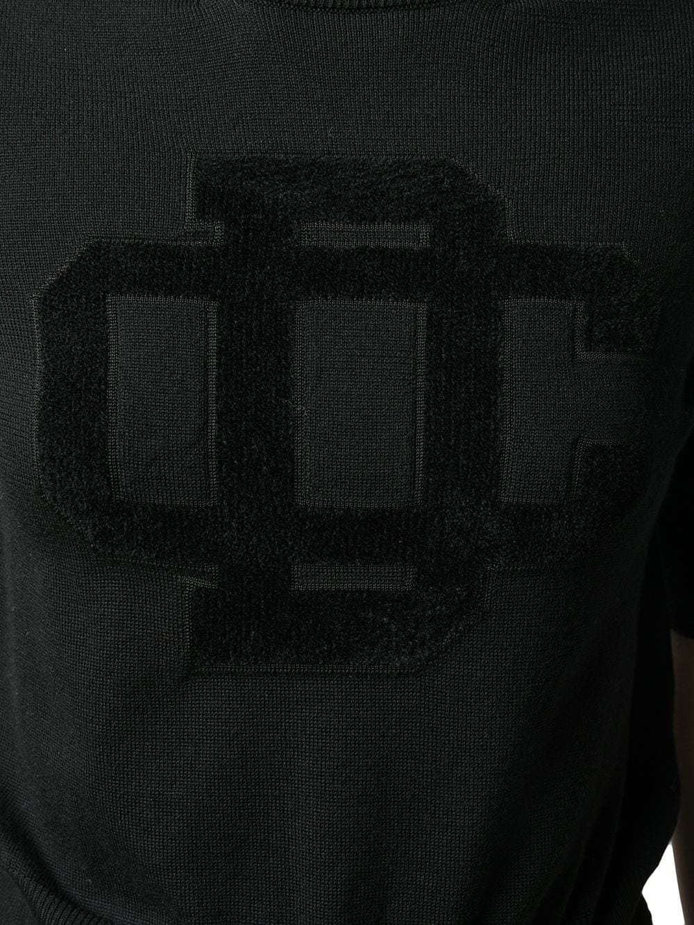 logo embossed wool blend top - 5