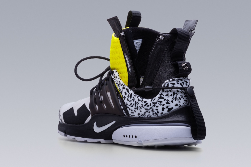 APM2-100 Nike® Air Presto Mid / Acronym® White/Dynamic Yellow/Black ] - 26