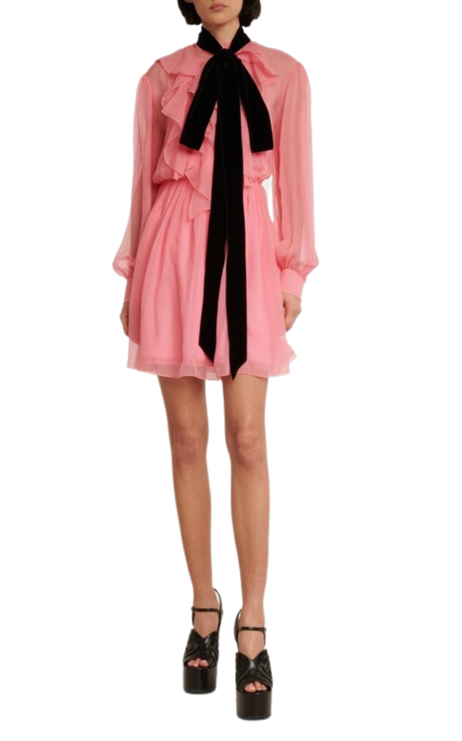 Velvet Ties Silk-chiffon Dress - 2