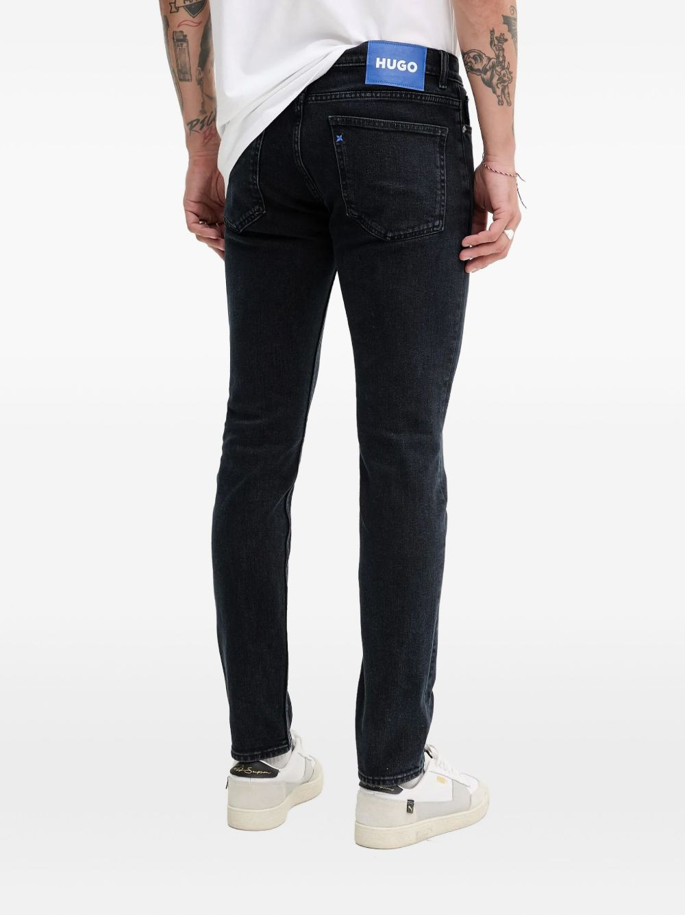 leather-patch jeans - 3