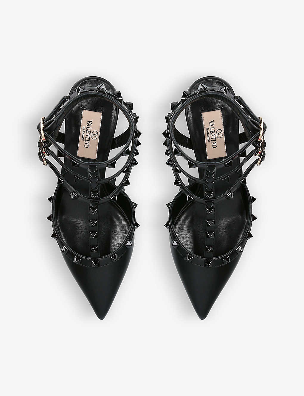 Rockstud stud-embellished leather heeled courts - 2