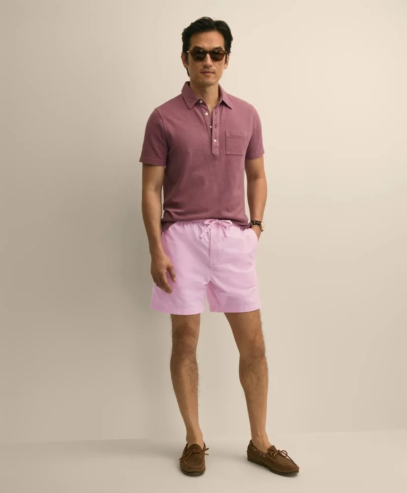 Cotton Oxford Lounge Shorts - 1
