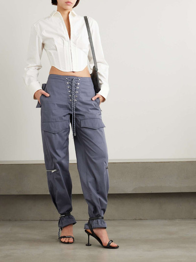 Dion Lee Lace-up organic cotton-blend twill wide-leg pants outlook