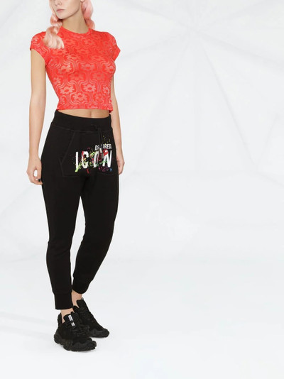 DSQUARED2 Icon splatter-print cotton track pants outlook