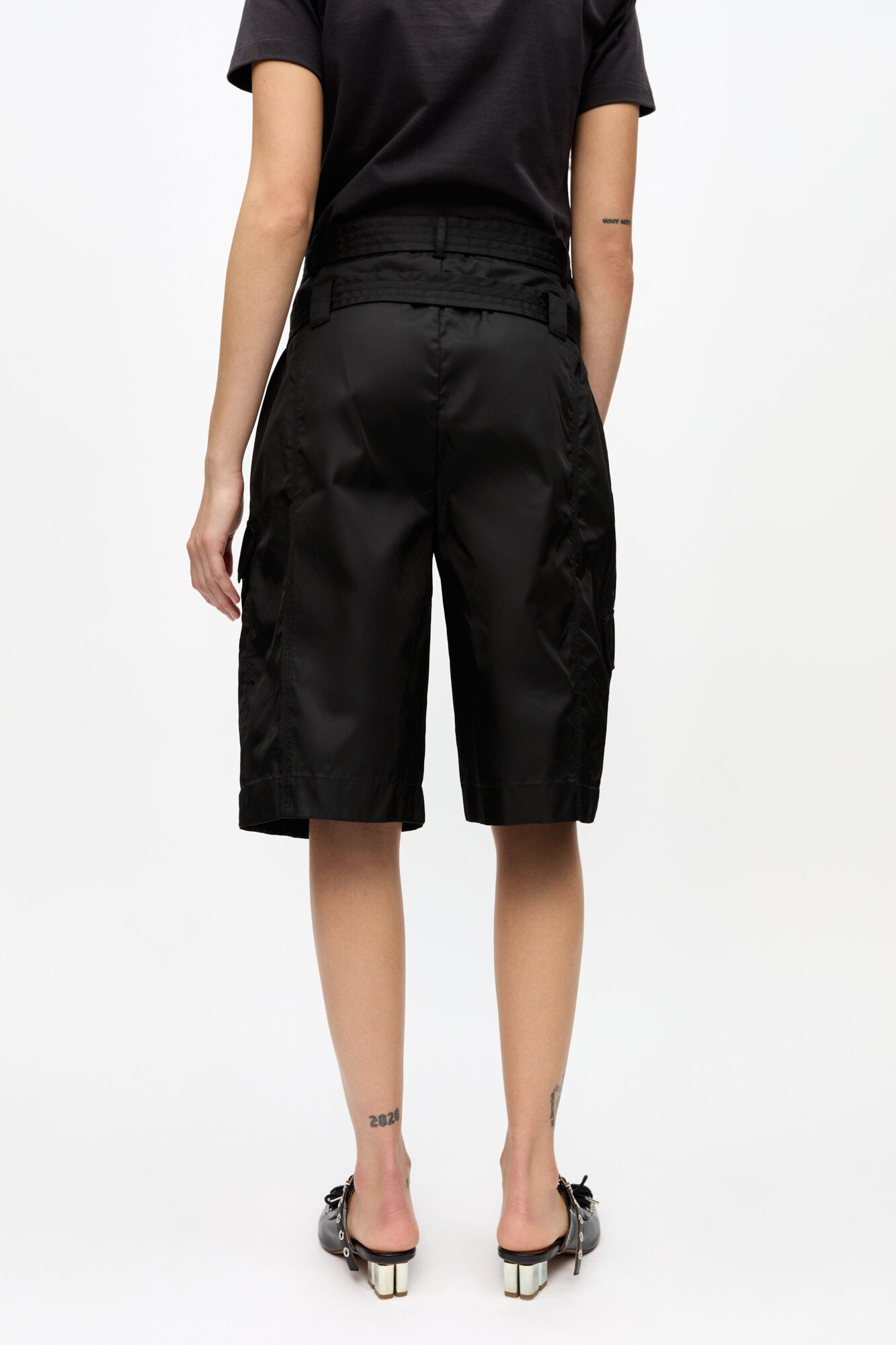 BLACK DUCHESSE NYLON POCKET SHORTS - 4