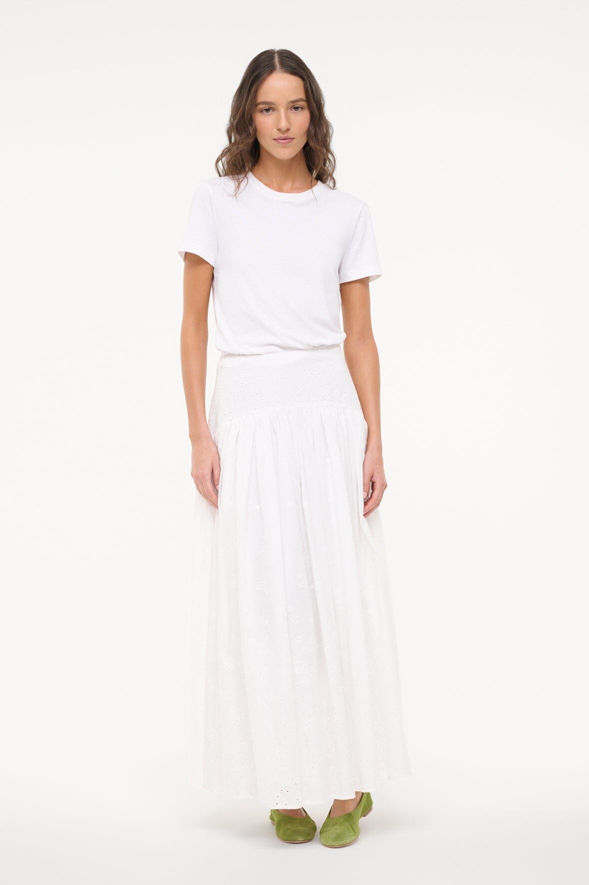 STAUD PROCIDA SKIRT WHITE EYELET - 4