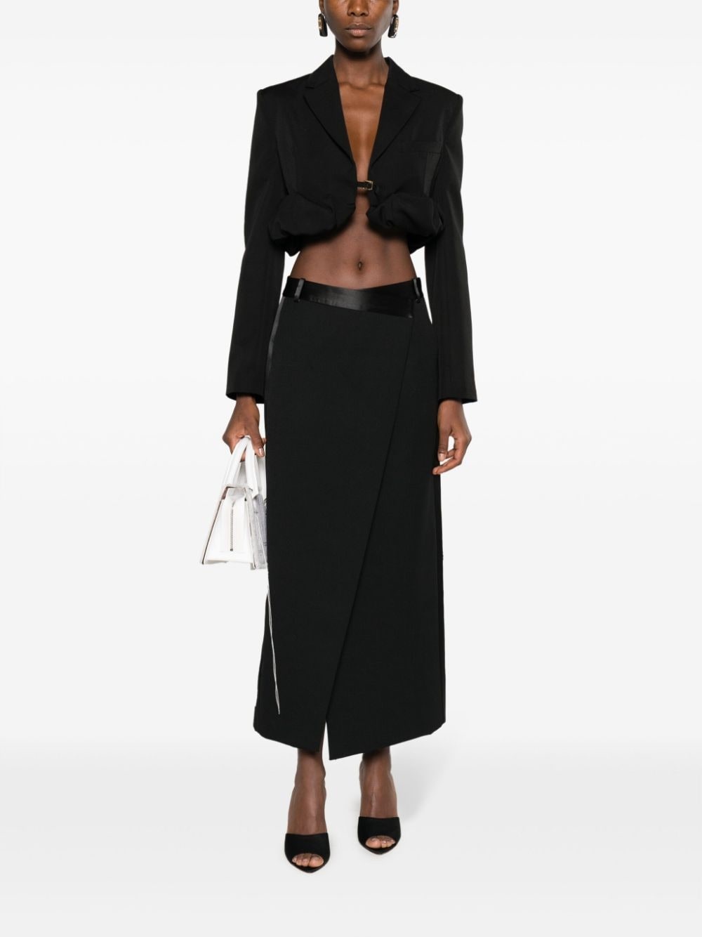 satin-belt wrap midi skirt - 2