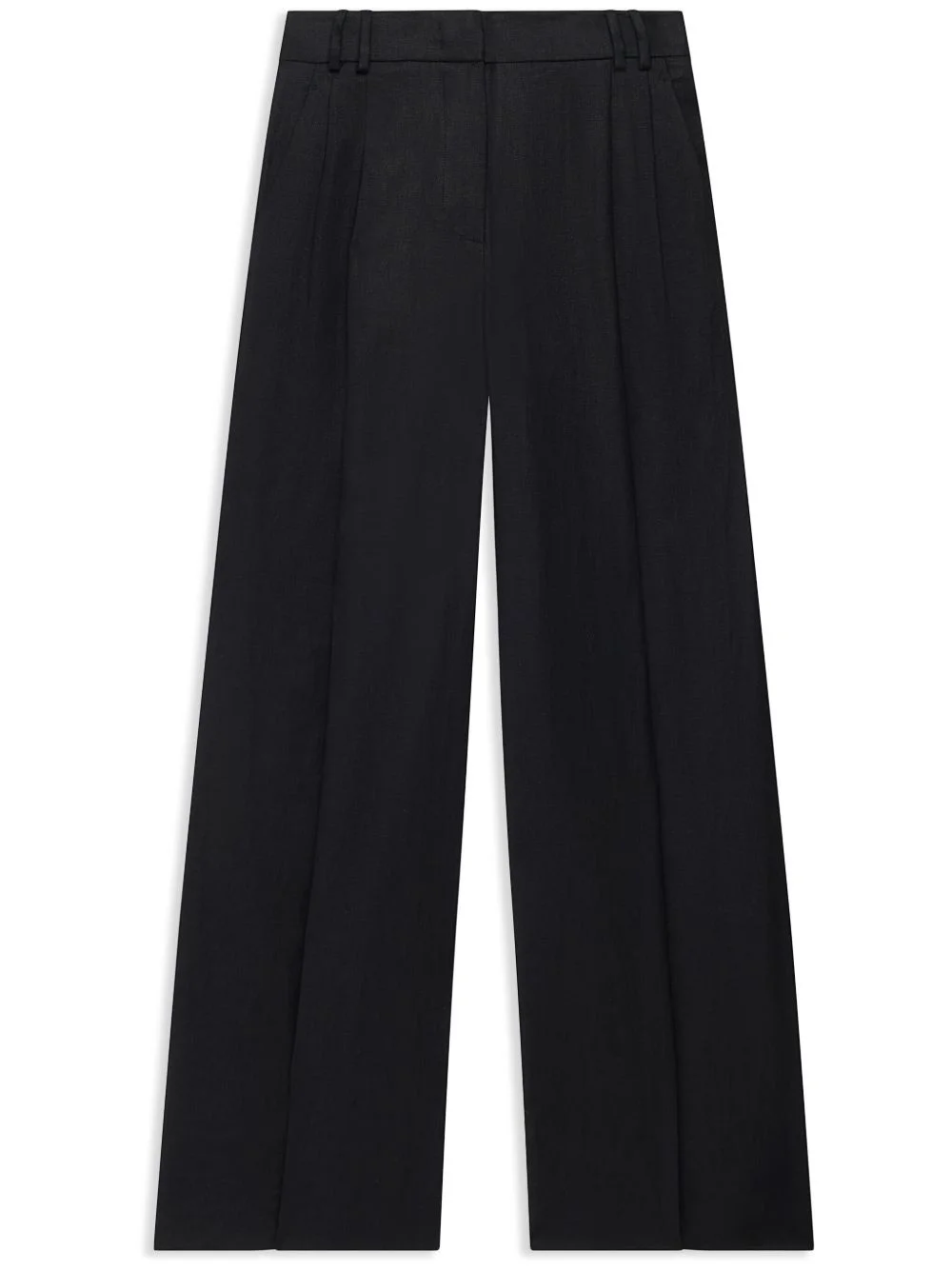 wide-leg pleated linen trousers - 1