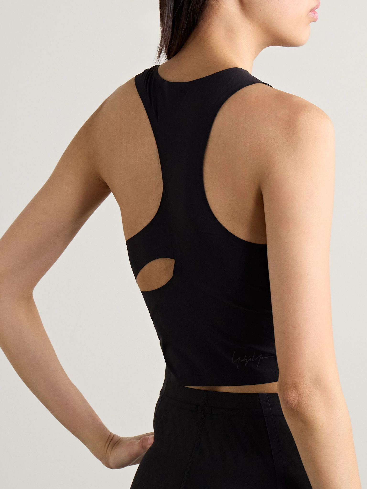 + Y-3 cropped stretch recycled tank Blue - 4