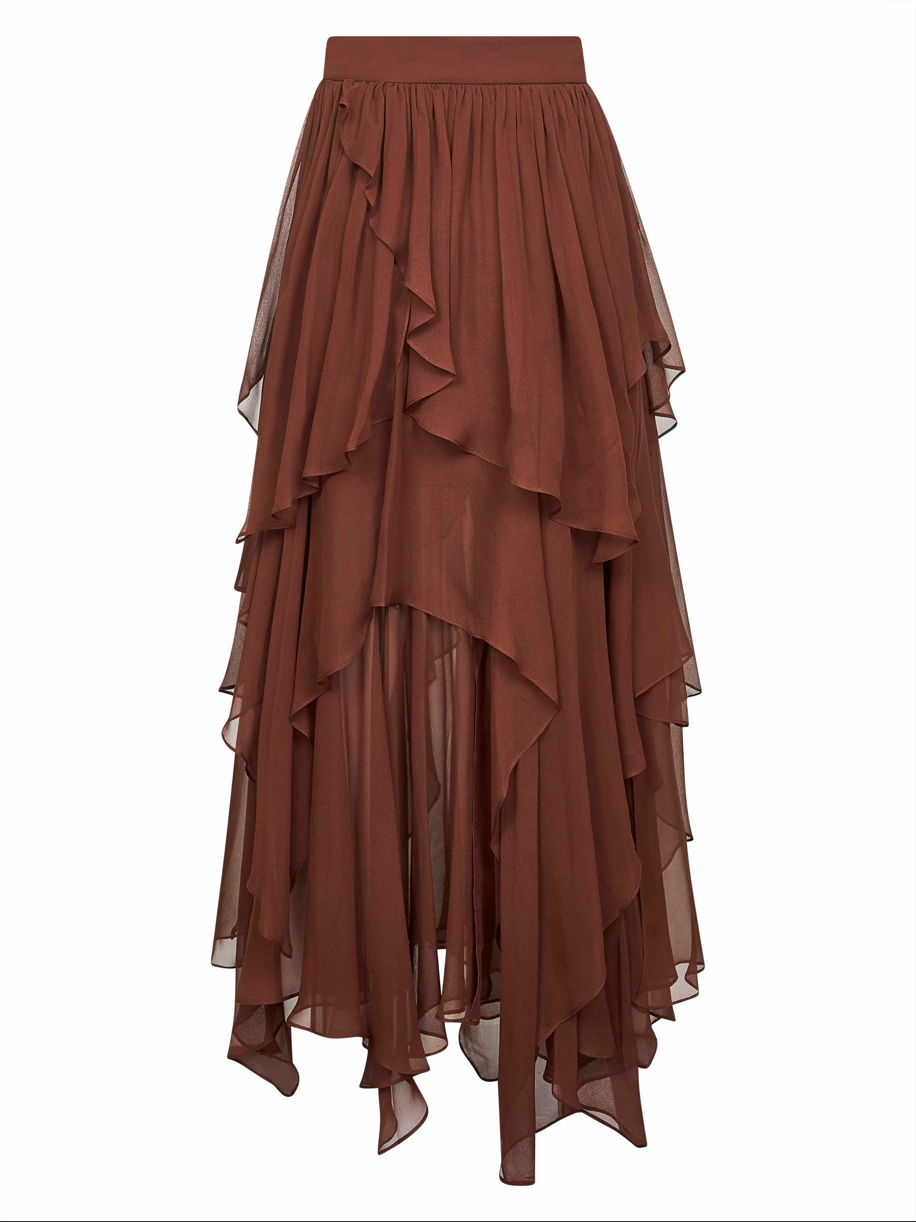 Brown silk Memento midi skirt - 2