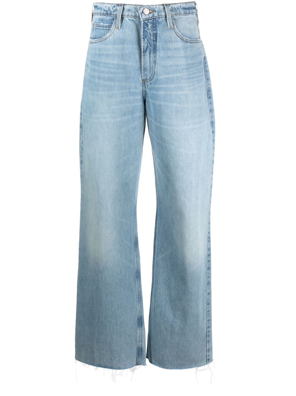 wide-leg washed denim trousers - 1