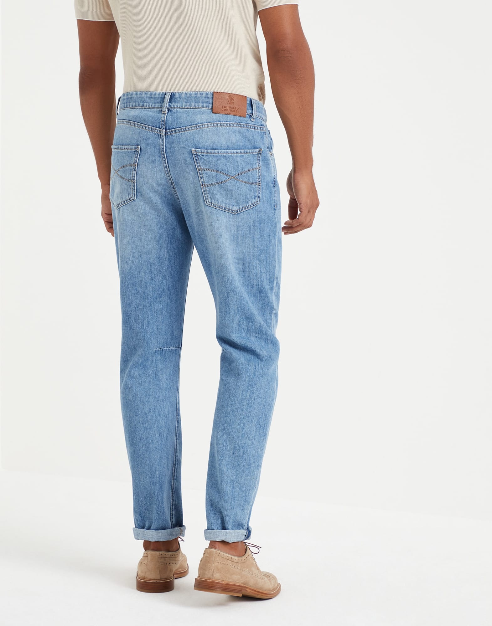 Lightweight denim leisure fit five-pocket trousers - 2