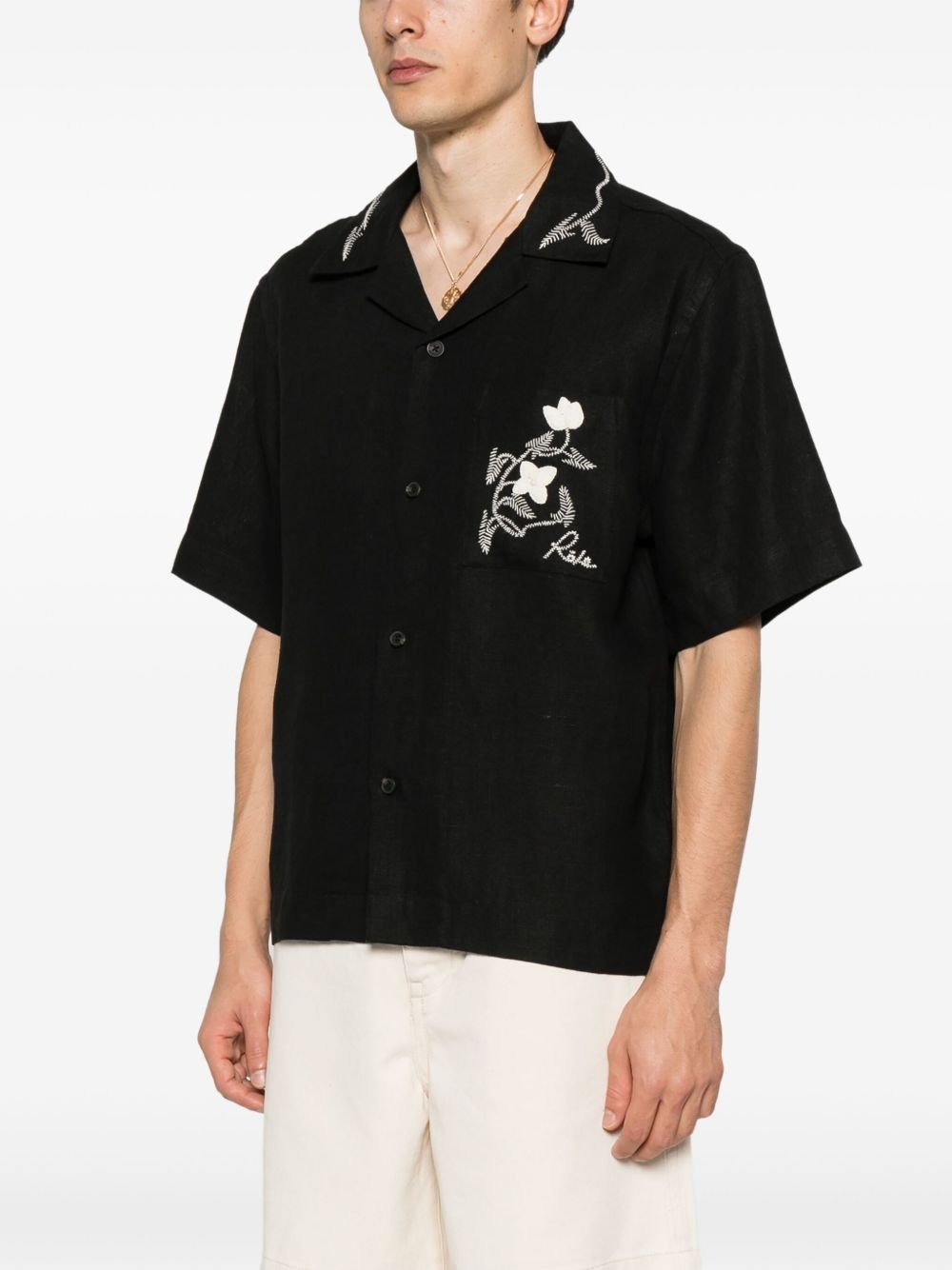 floral-embroidered shirt - 3