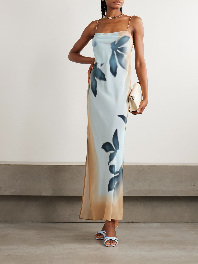 SIR. Floral-print silk maxi dress Blue outlook