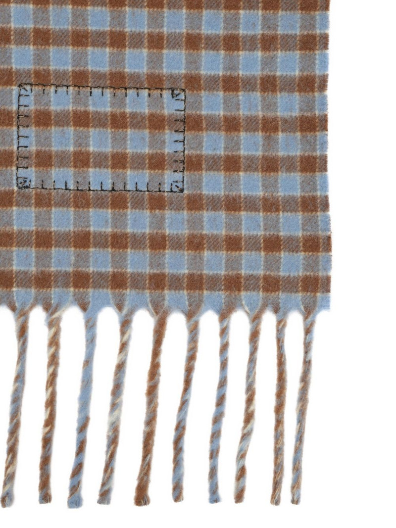 Marni plaid-pattern fringed scarf outlook