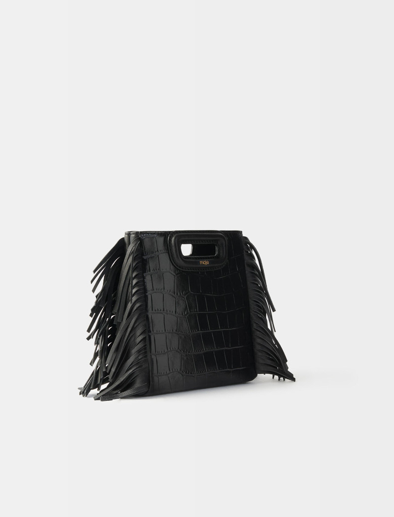 maje Mini embossed-leather M bag with chain outlook