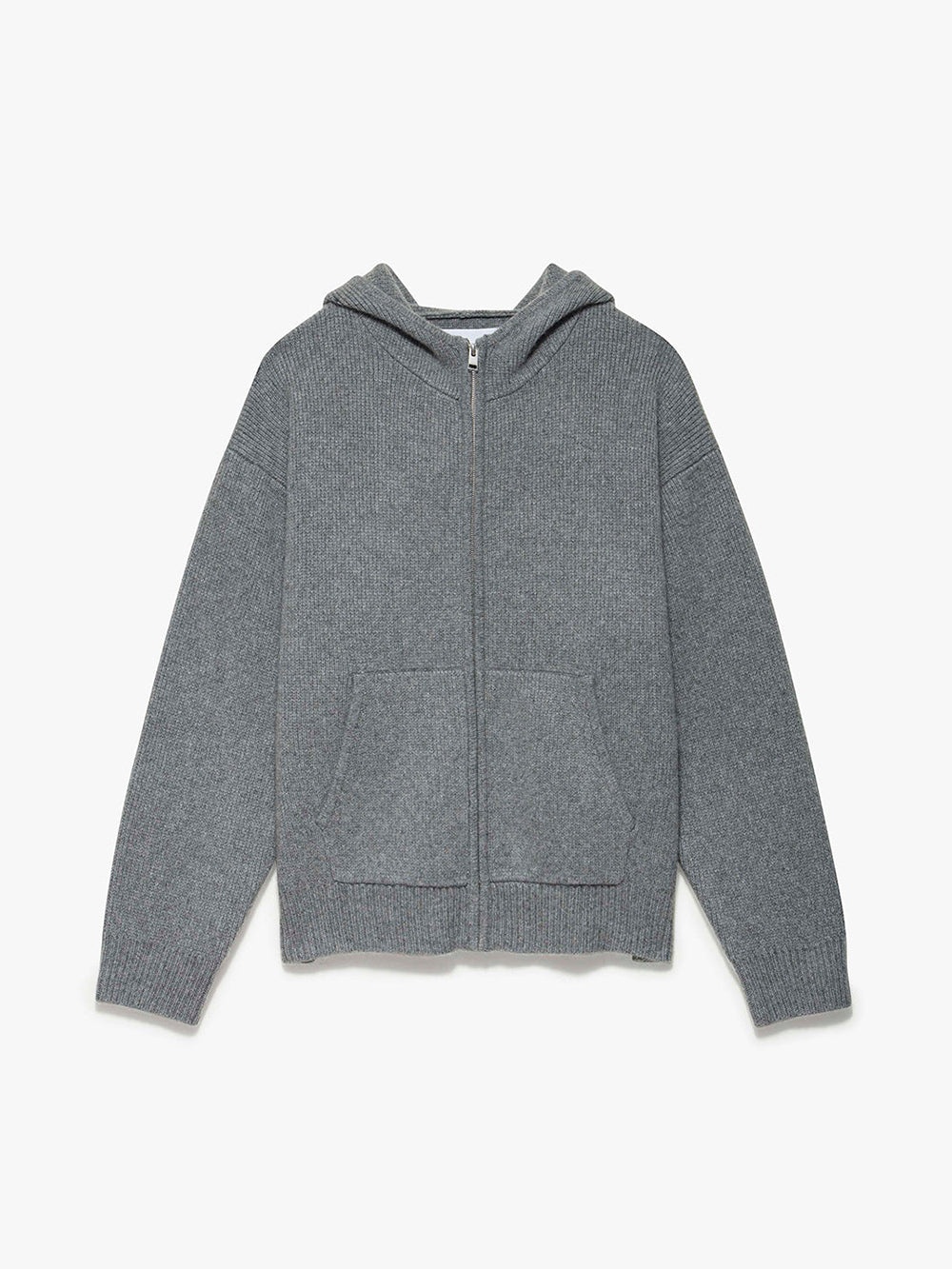 Heavyweight Cashmere Full Zip Hoodie in Warm Grey - 1