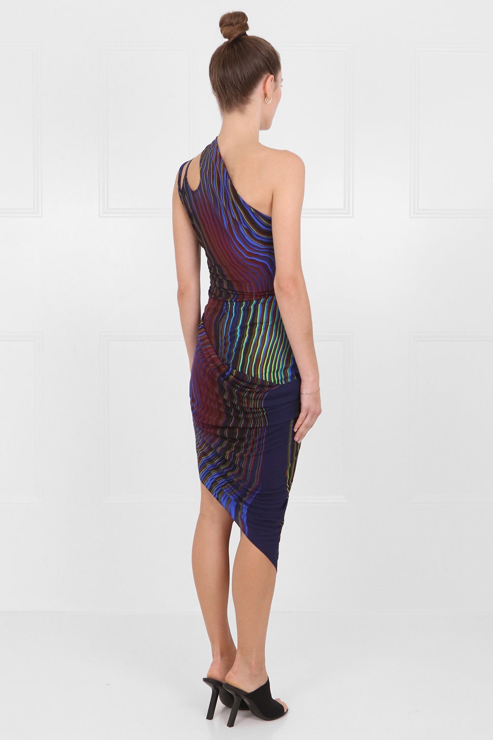 WAVE PRINT ASYMMETRIC SKIRT BLUE/LIME - 3