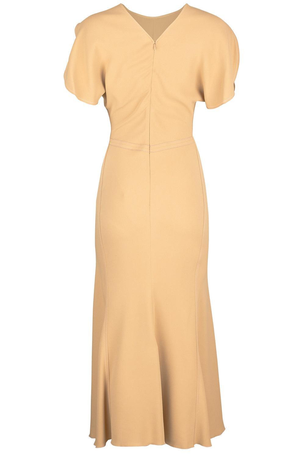 Gathered Waist Midi Dress - Honey - 2