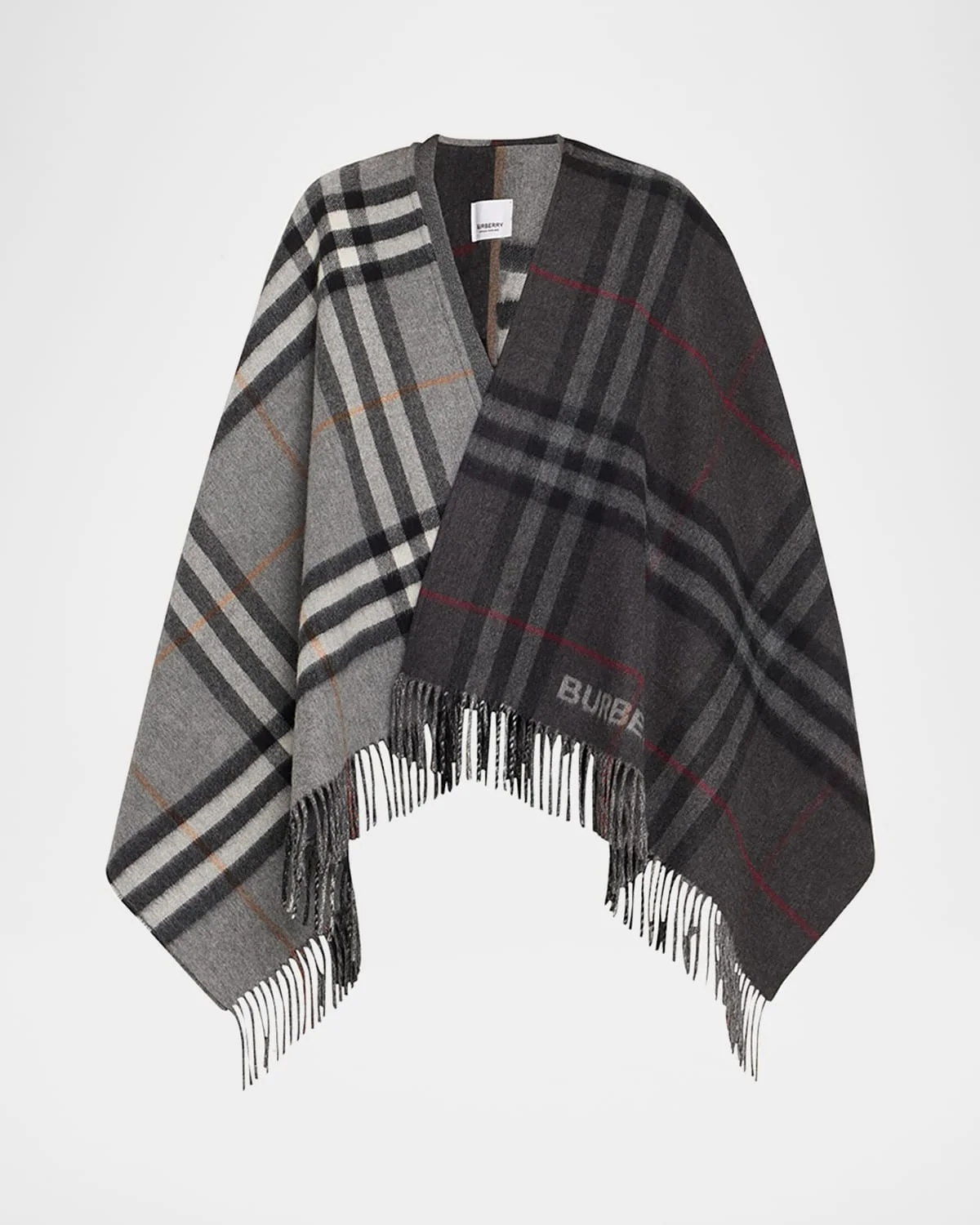 Giant Check Logo Cashmere-Blend Cape - 1