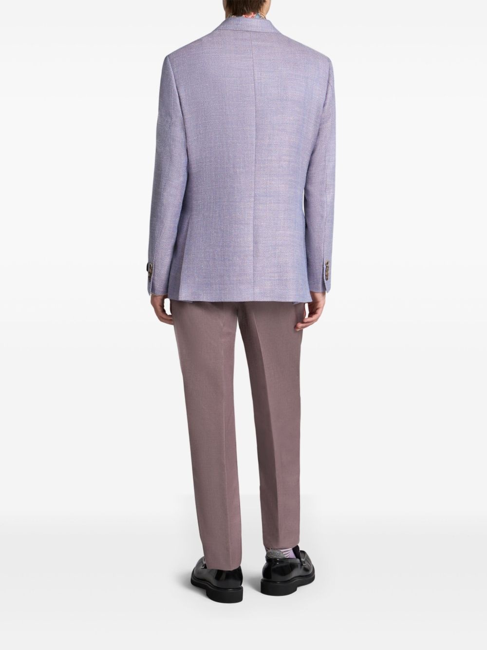 herringbone pattern blazer - 3