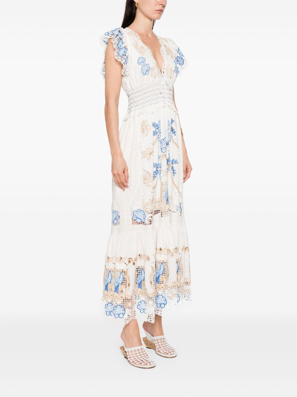 floral-embroidered maxi dress - 3