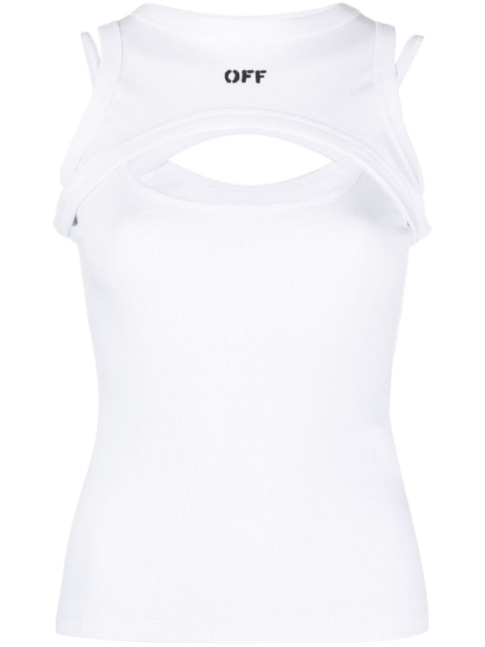 logo-print cut-out tank top - 1