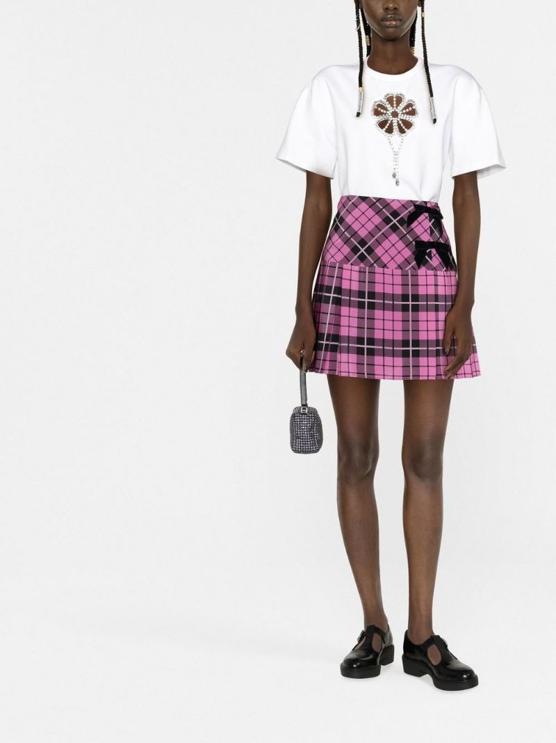 Alessandra Rich bow-detailed pleated skirt outlook