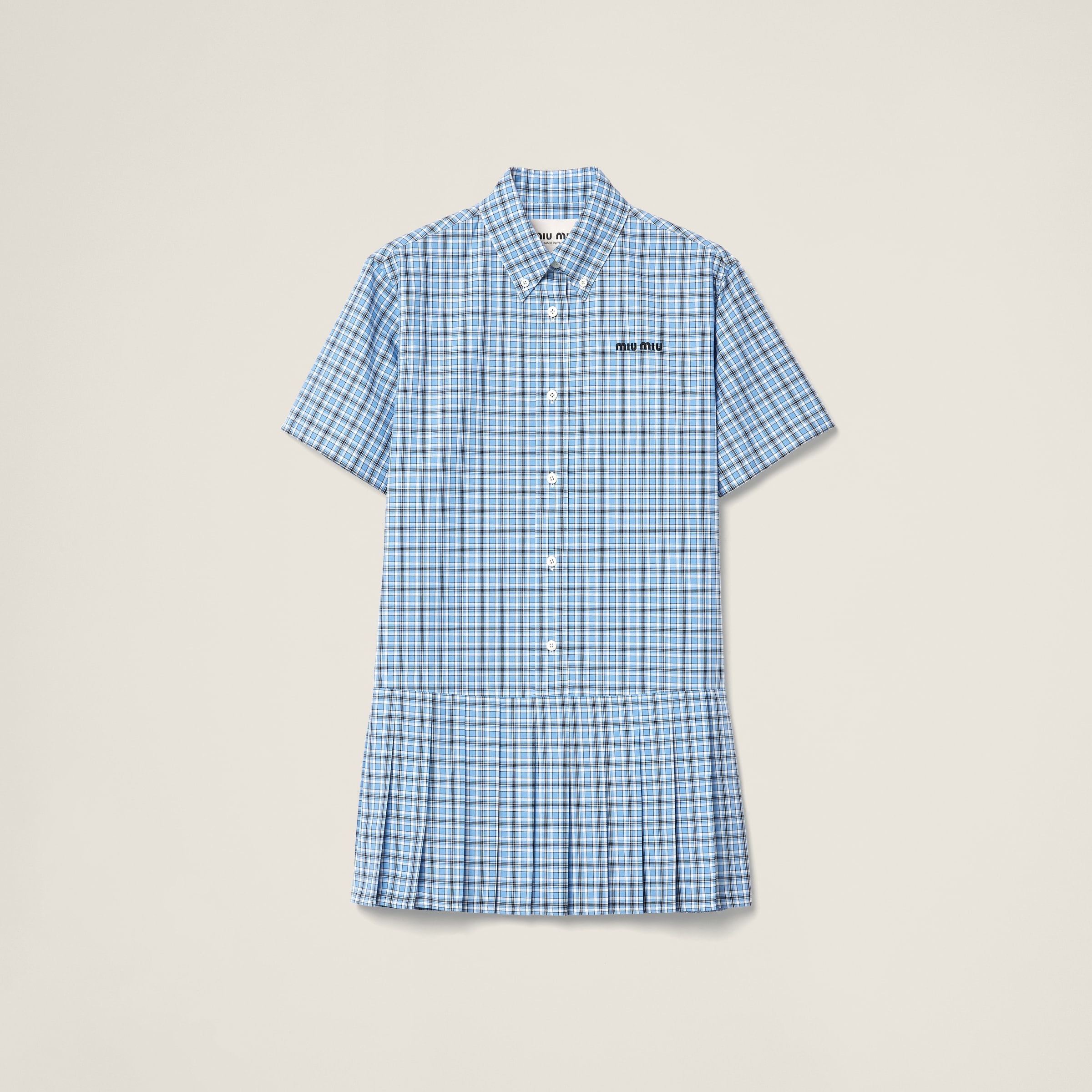 Pleated checked poplin dress - 1