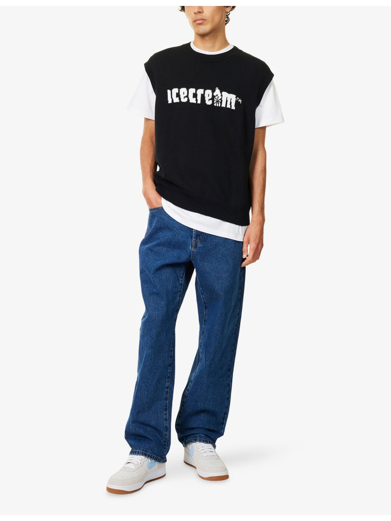 ICECREAM Logo-Intarsia Knitted Cotton Vest outlook