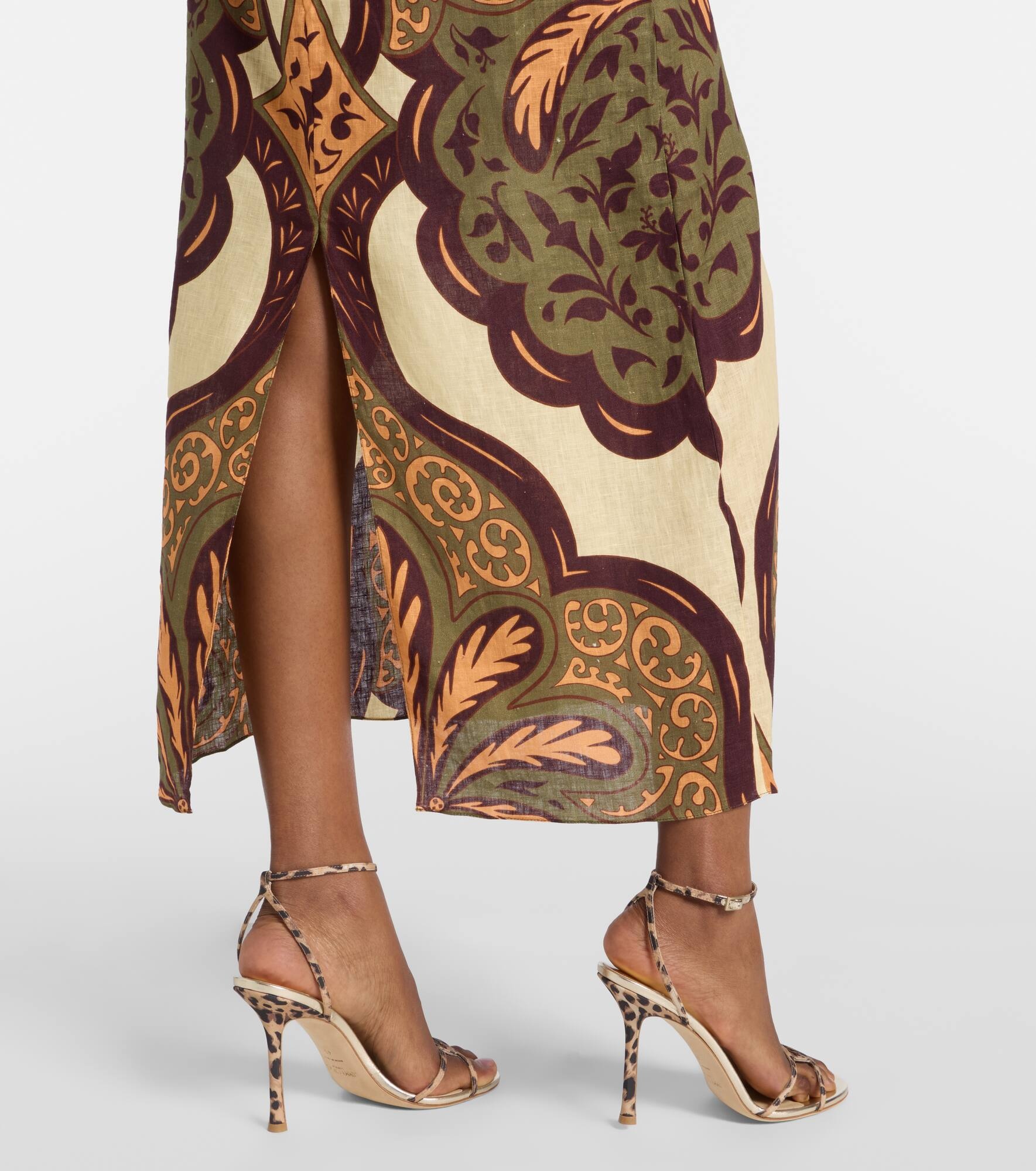 Across Paradise printed linen midi dress - 5