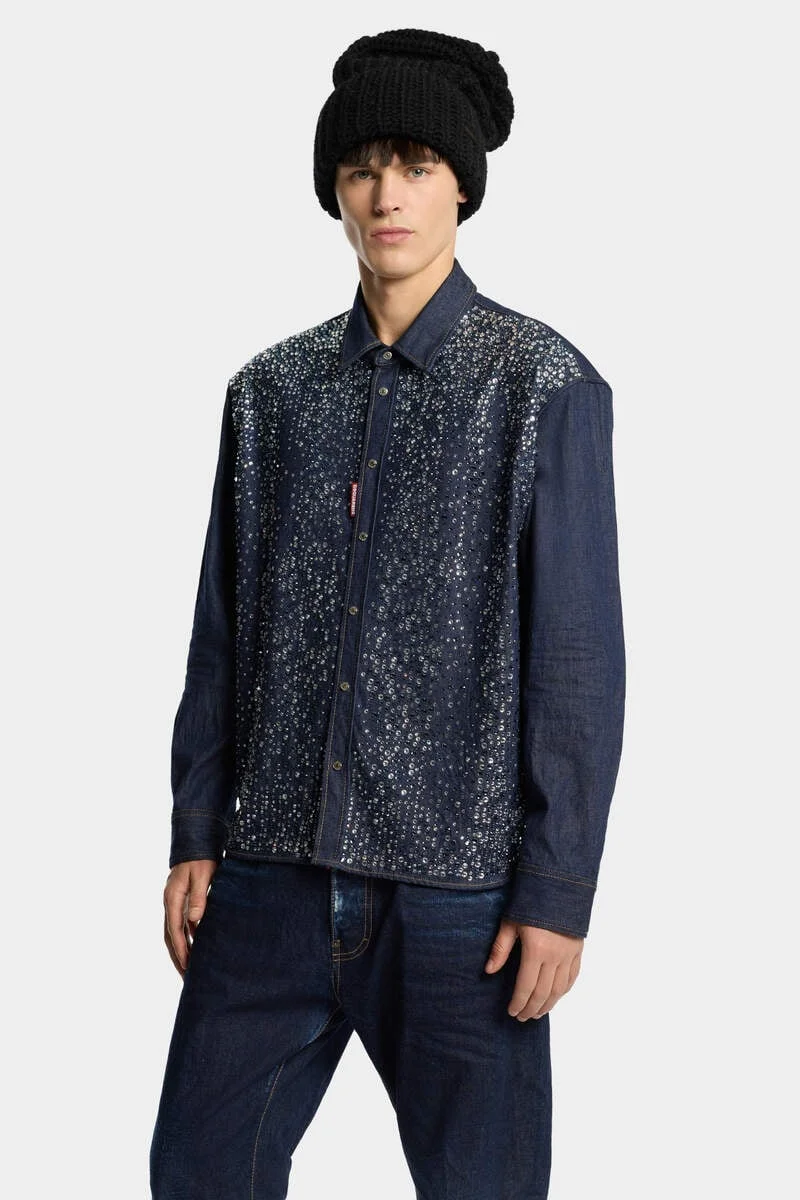 DARK CLEAN EMBROIDERED BOXY SHIRT - 1