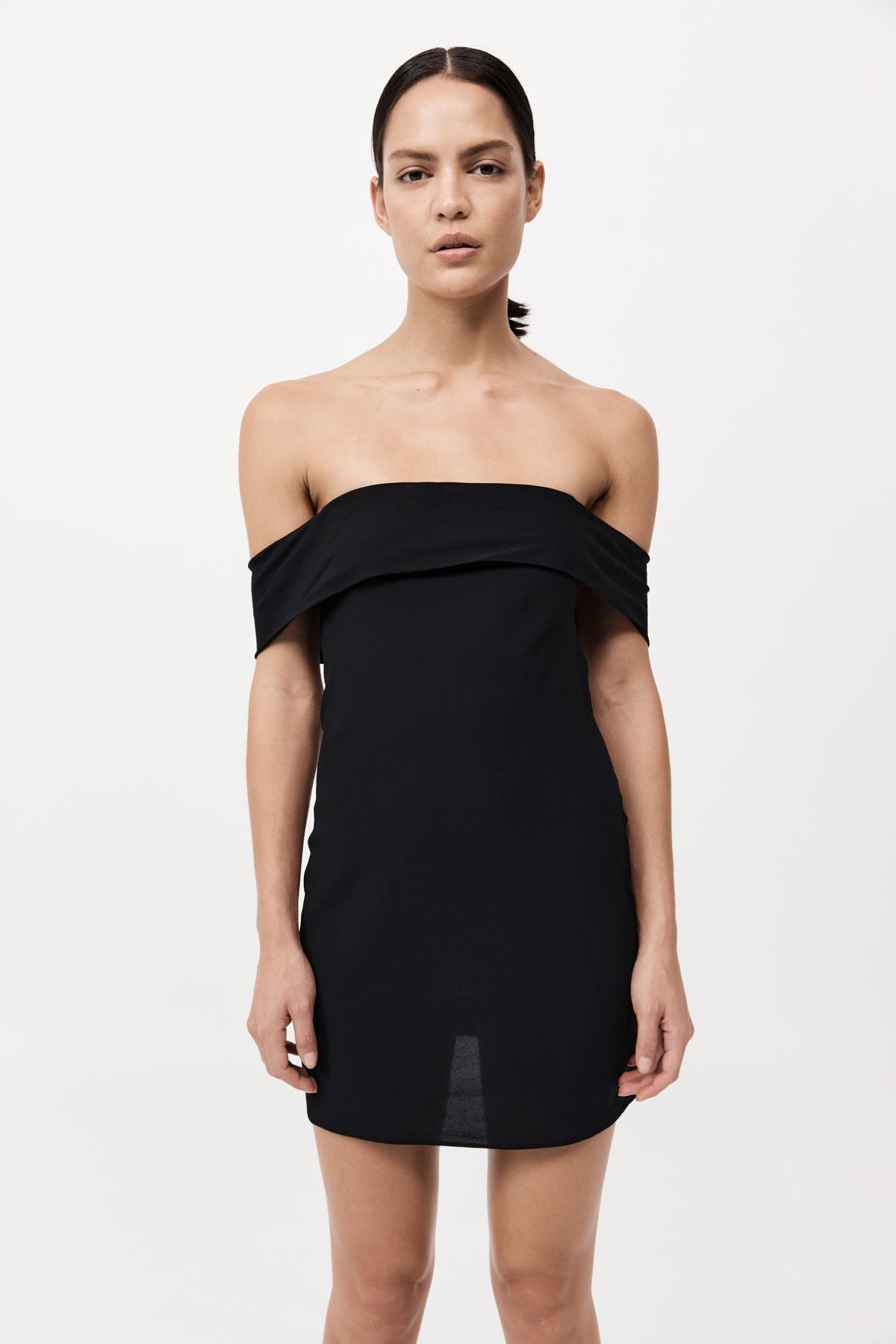 Off Shoulder Mini Dress - Black - 3