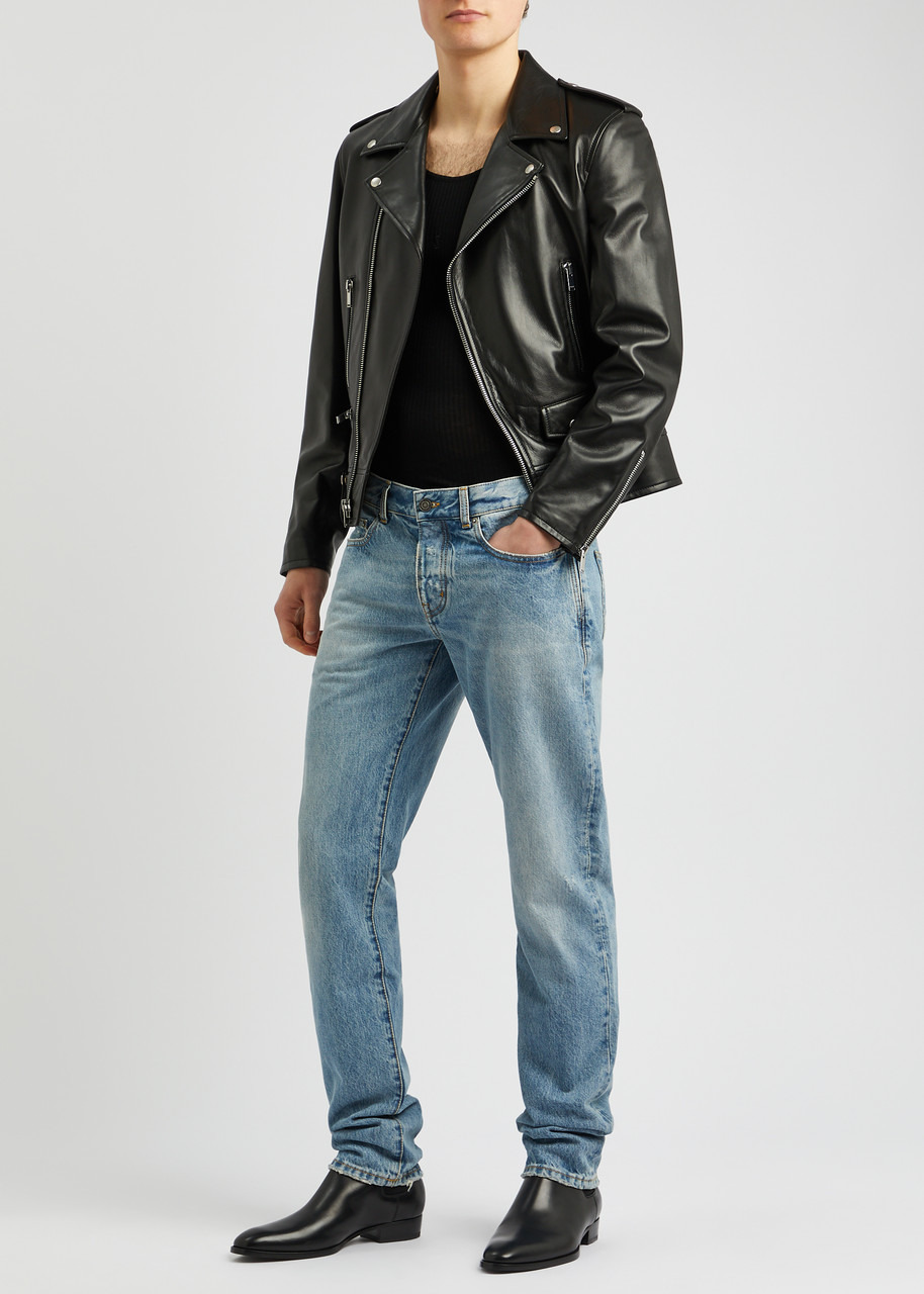 Leather biker jacket - 4