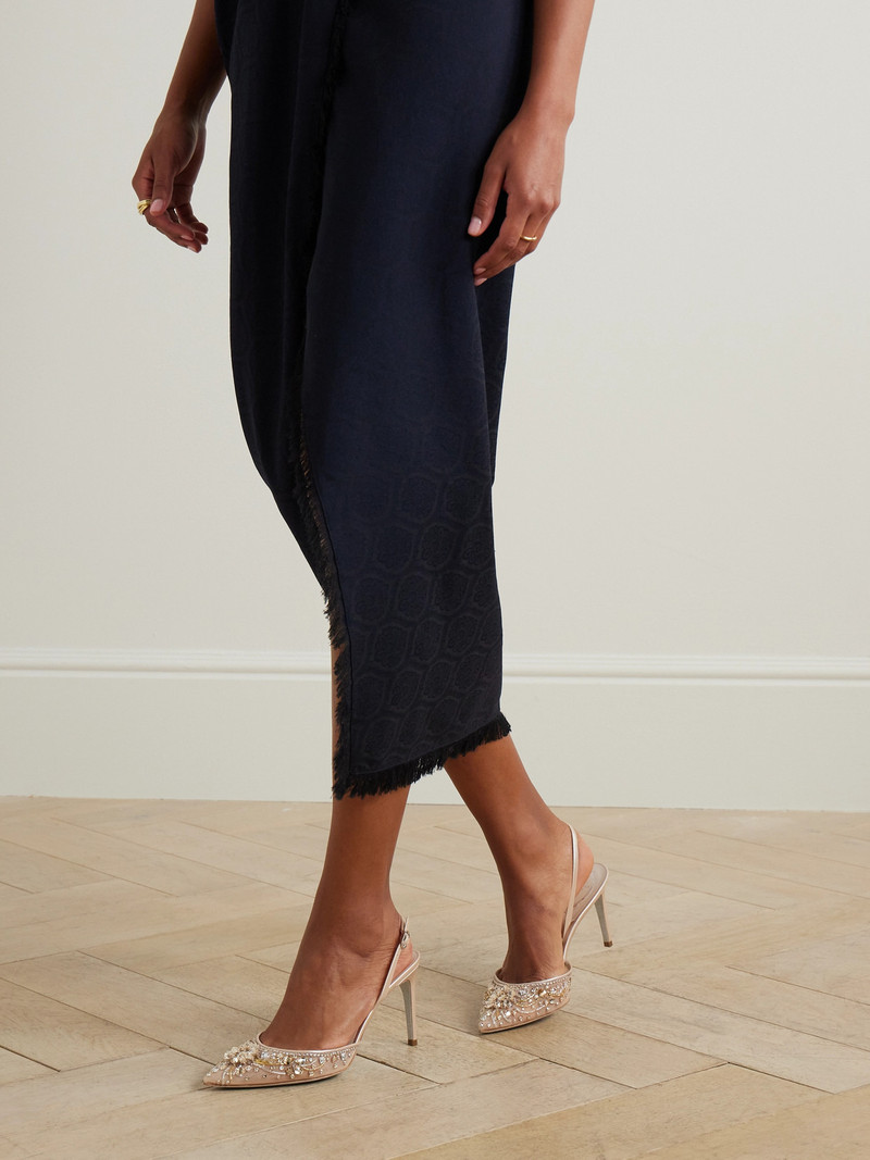 RENE CAOVILLA Crystal-embellished Leather And Tulle Slingback Pumps outlook