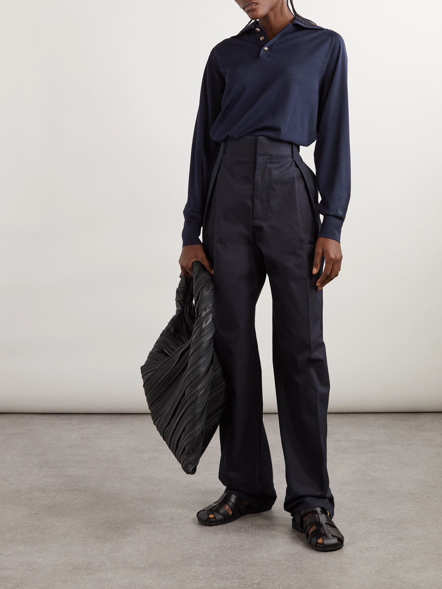 Wool polo shirt Navy - 2