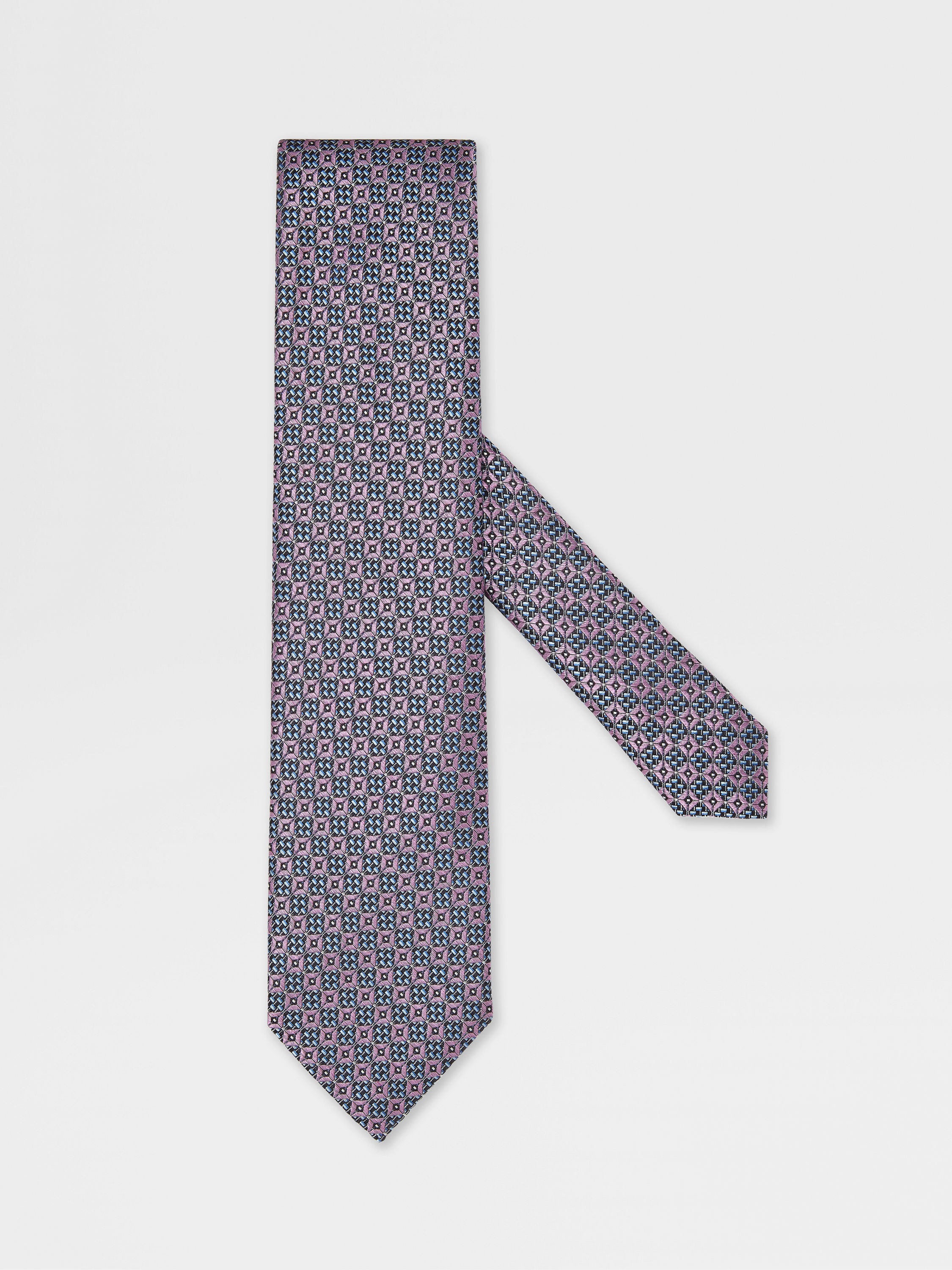 PINK JACQUARD SILK TIE - 1
