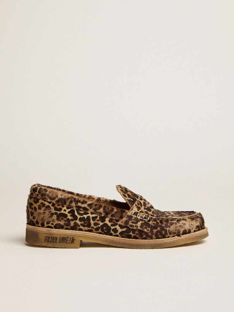 Women's loafers in leopard print pony skin - 1