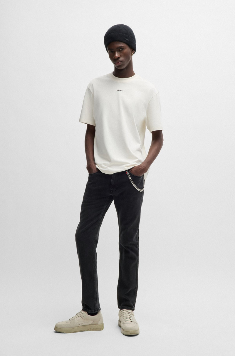 HUGO EXTRA-SLIM-FIT JEANS IN BLACK SOFT-TOUCH DENIM outlook