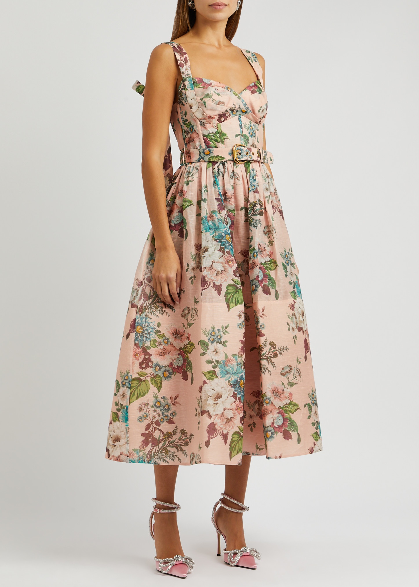 Matchmaker floral-print linen-blend midi dress - 2