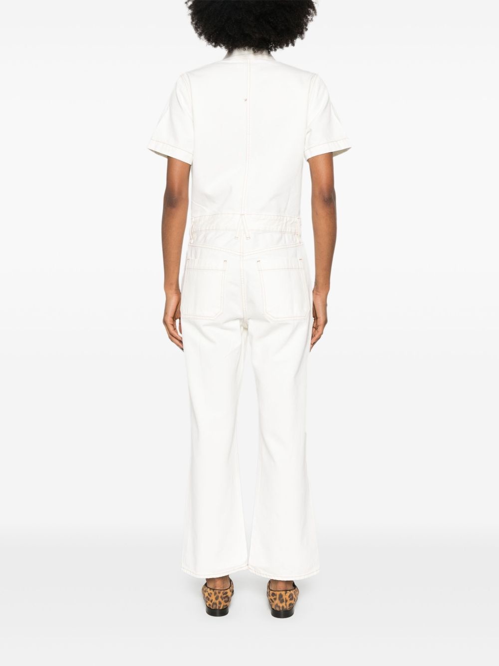 short-sleeved twill jumpsuit - 4