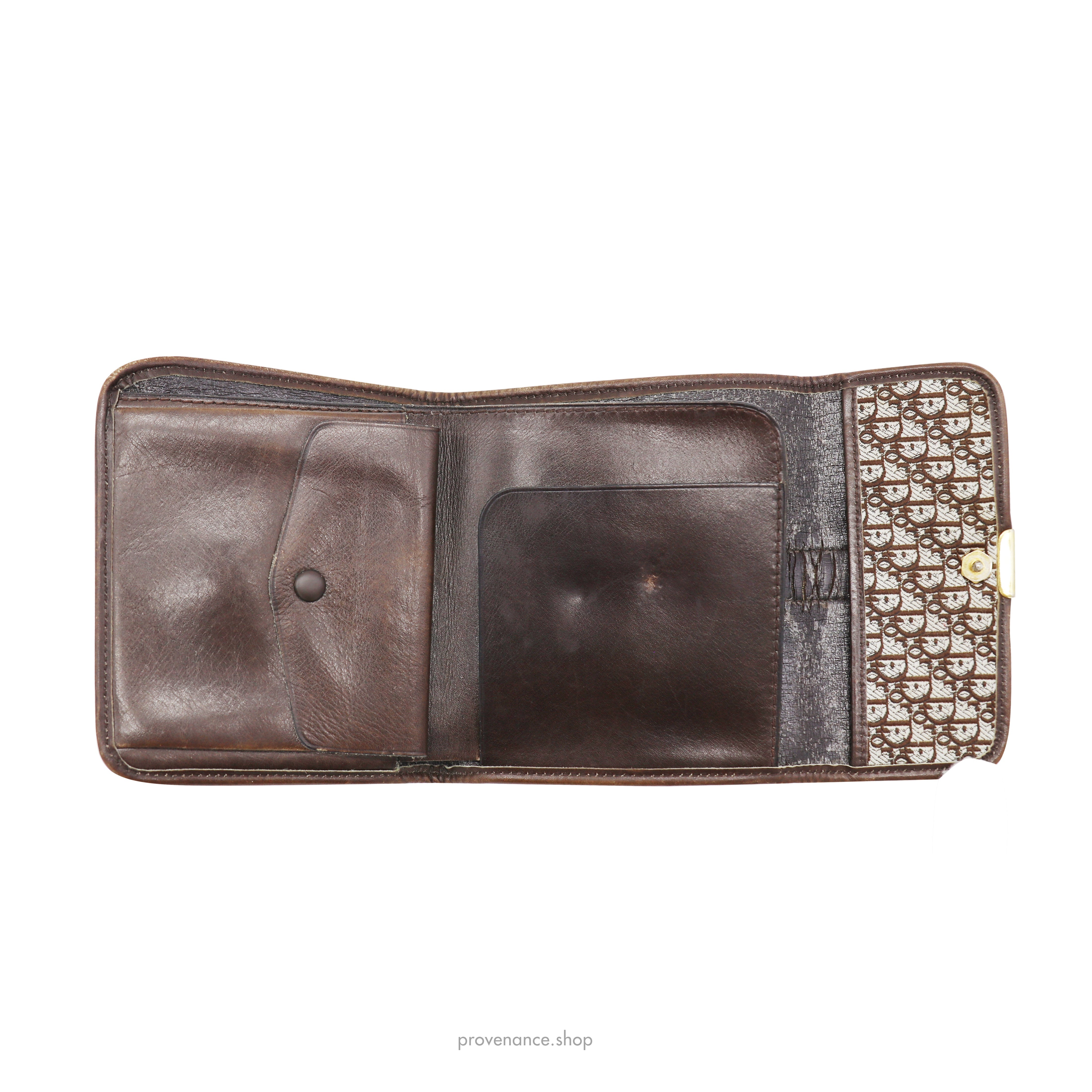 Dior Trifold Snap Wallet - Chocolate Brown Trotter - 5