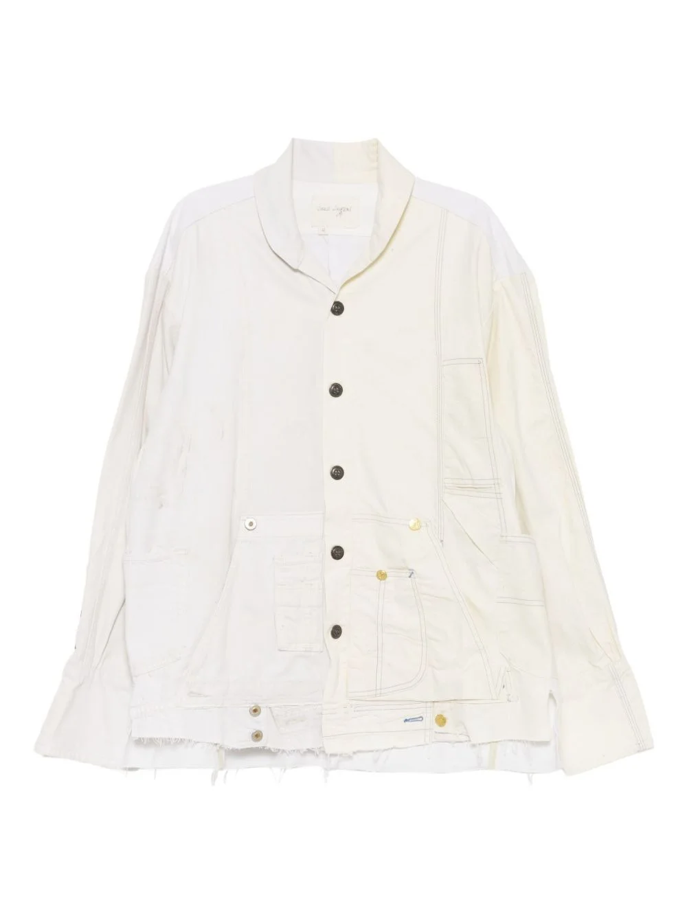distressed cotton shirt jacket - 1